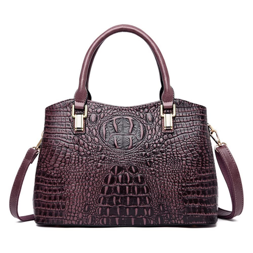 9377 Tote Top-handle Purse Satchel Embossed Crocodile Pattern PU Shoulder